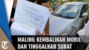 Maling Mobil di Pati ini Mendadak Dapat Hidayah, Kembalikan Mobil Yang Dicurinya Serta Tinggalkan Surat Permintaan Maaf