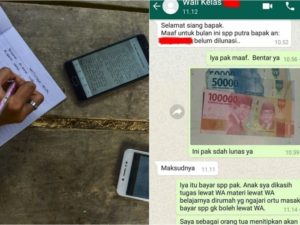 Karena Anak Belajar di Rumah Via Online, Orang Tua Ini Bayar SPP Lewat WhatsApp