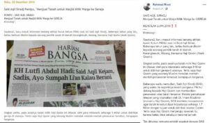 [Fakta atau Hoaks] Benarkah Ketua PBNU Said Aqil Jual Tanah Masjid di Malang ke Gereja?