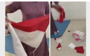 Viral Video Ibu-ibu Gunting Bendera Merah Putih dengan Gembira, Polisi Tangkap Empat Orang