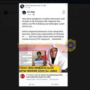 [Cek Fakta] Penusuk Syekh Ali Jaber Dibiayai PKI dan Megawati?