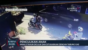 Penculik Anak Ditukar Tabung Gas di Makassar Terekam CCTV