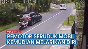 Viral Pemotor Seruduk Mobil Kemudian Melarikan Diri, Netizen Bilang Begini?