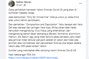 Benarkah Vaksin Sinovac untuk Kelinci Percobaan, Mengandung Boraks dan Formalin