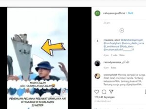 Ada Goresan Mirip Lafadz Allah Di Serpihan Badan Pesawat Sriwijaya Air SJ182 Yang Ditemukan Petugas