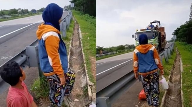 Viral Sopir Truk Berhenti di Jalan Tol, Temui Istri dan Anak Bikin Tangis Pecah