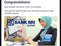 Memperingati HUT BRI ke 130 Tahun, BRI Membagikan Hadiah Rp2 Juta Lewat Link Ini? Cek Faktanya