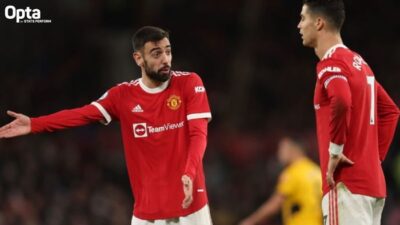 Momen Cristiano Ronaldo dan Bruno Fernandes Rebutan Tendangan Bebas, Tanda Man United sedang Tidak Baik-baik Saja